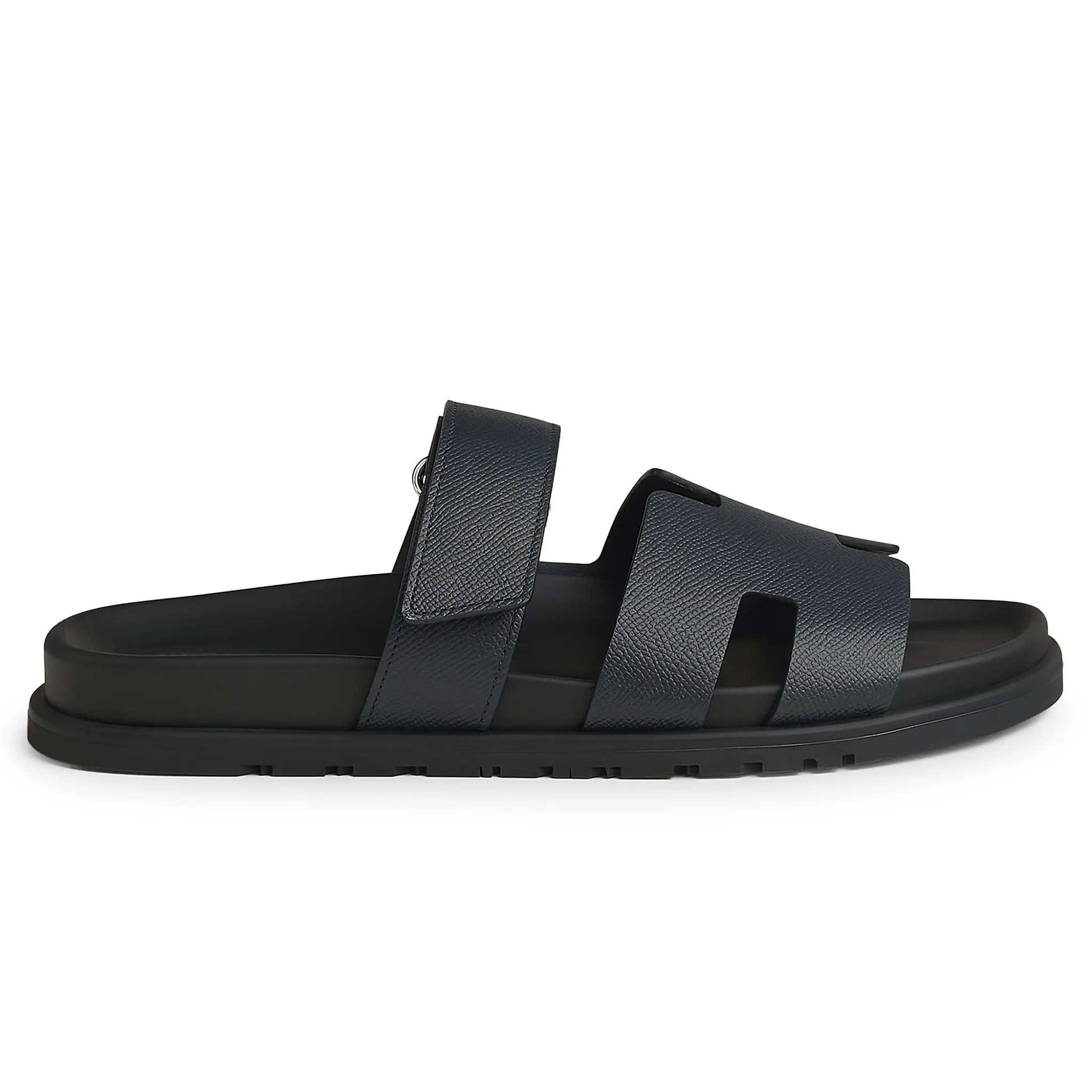 Side View of Hermès Paris Chypre Calfskin Marine Sandals